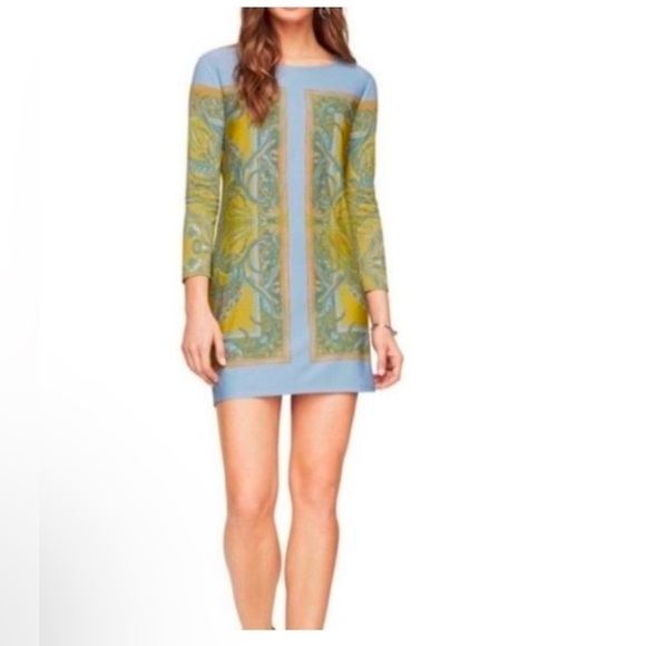 BCBGMaxAzria Dresses & Skirts - BCBGMaxAzria Size XS Dress Noely Paisley Block Print Shift Blue Multicolor